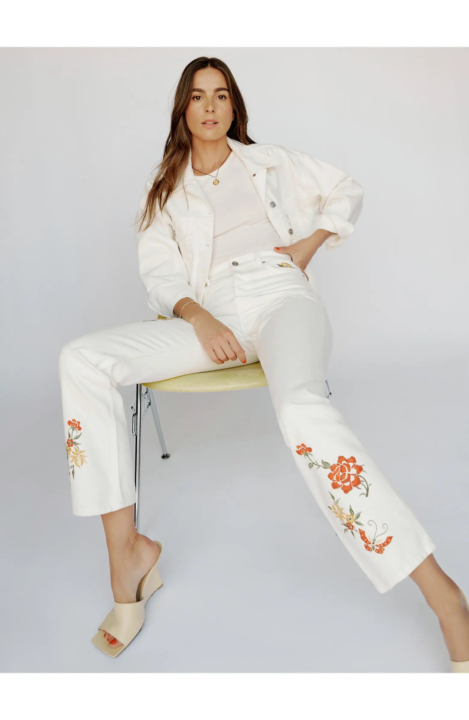Reformation White Cynthia Straight Leg Mid Rise Denim Jeans - House Of Huntington