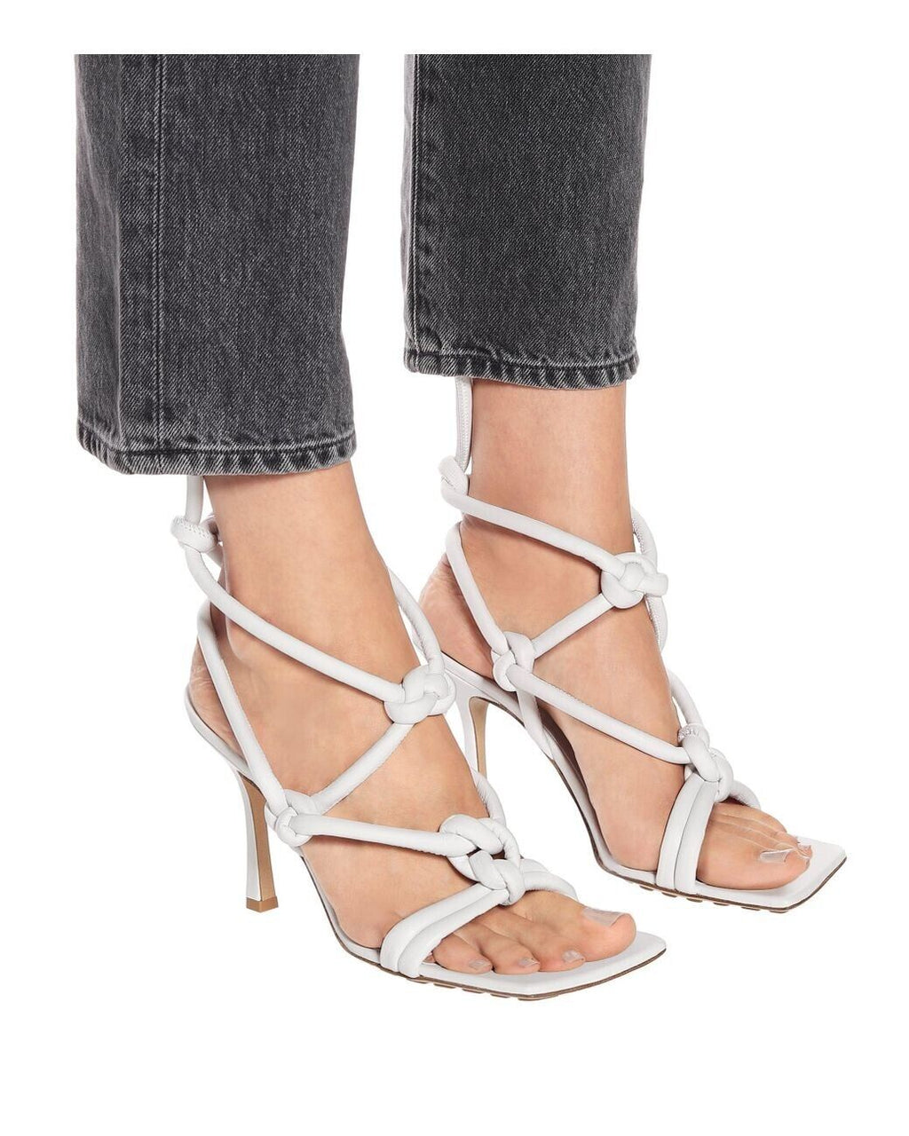 Bottega Veneta White Square Dream Knotted Toe Heels