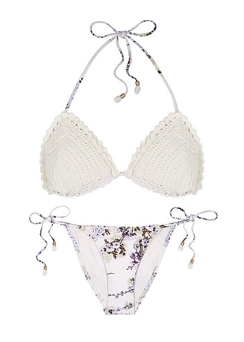 ZIMMERMANN Jude Floral Print Side Tie Bikini Bottoms - House Of Huntington