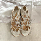 RACINE CARRÉE Silver Cut Out Lace Strappy Sandals Flats - House Of Huntington