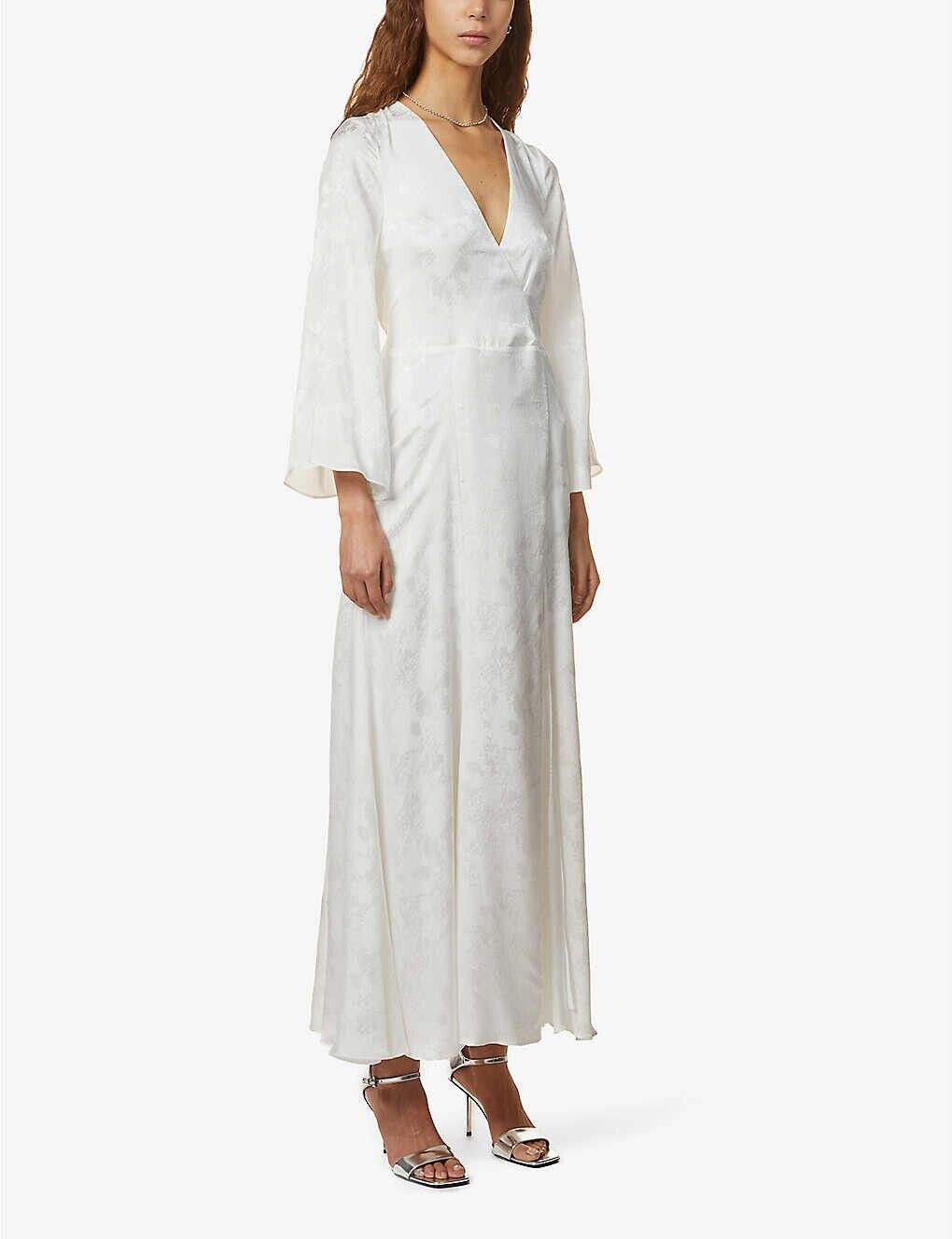 GALVAN LONDON Havana White Silk Blend Maxi Wrap Dress - House Of Huntington