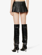 MIAOU Renn Low Rise Vegan Leather Pleated Eyelet Grunge Mini Skirt - House Of Huntington