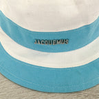 JACQUEMUS Logo Embossed Blue White Stripe Bucket Hat Le Bob Rayures