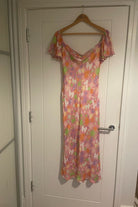 OLIVIA RUBIN Pink Satin Floral Polka Dot Amelia Midi Dress - House Of Huntington
