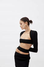 MONOT Black Cropped Cut Out Top - House Of Huntington