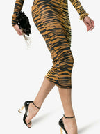 Alexandre Vauthier Long Sleeved Tiger Print Kylie Jenner Dress - House Of Huntington