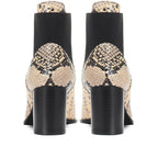 Karen Millen Toni Mid Grey Snake Skin Embossed Leather Block Heel Boots - House Of Huntington