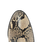 Karen Millen Toni Mid Grey Snake Skin Embossed Leather Block Heel Boots - House Of Huntington