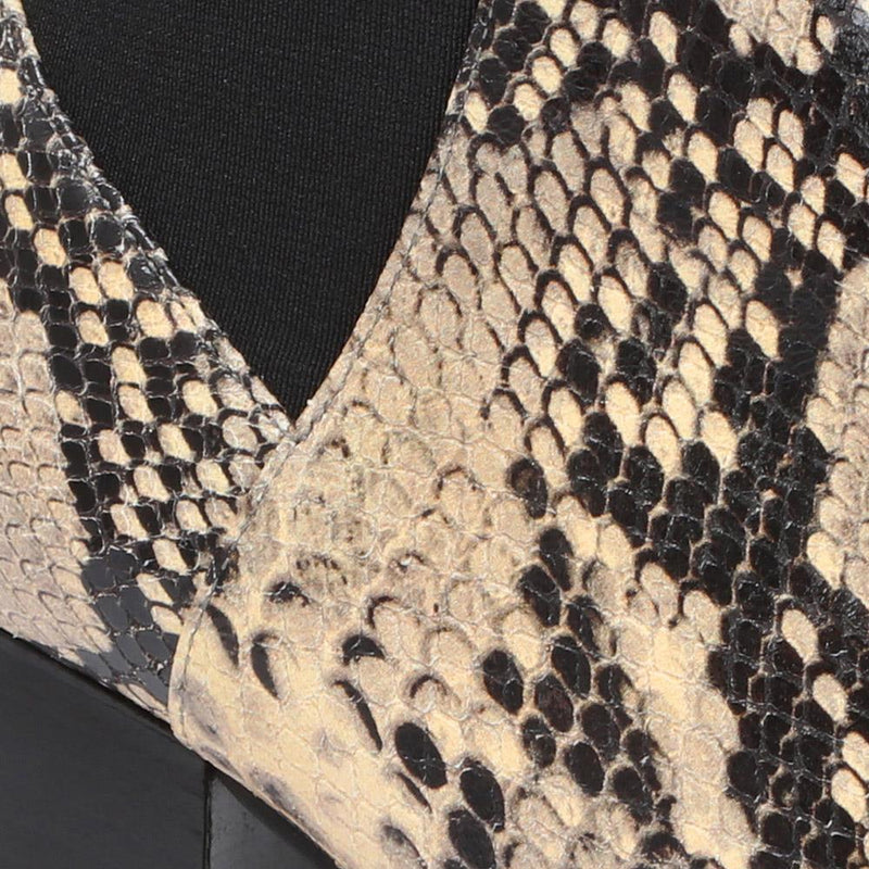 Karen Millen Toni Mid Grey Snake Skin Embossed Leather Block Heel Boots - House Of Huntington