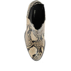 Karen Millen Toni Mid Grey Snake Skin Embossed Leather Block Heel Boots - House Of Huntington