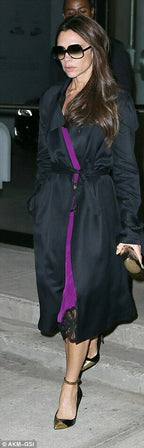 VICTORIA BECKHAM Jedwabna fioletowa sukienka halka w stylu lat 90