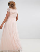 LITTLE MISTRESS Pearl Pink Embellished Bodice Maxi Dress - House Of Huntington