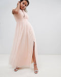 LITTLE MISTRESS Pearl Pink Embellished Bodice Maxi Dress - House Of Huntington