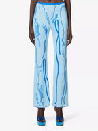 DI PETSA Venus Graphic Print Stretch Blue Shell Trousers - House Of Huntington