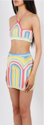 CASABLANCA Tennis Club Pastel Crochet Arch Gradient Top - House Of Huntington