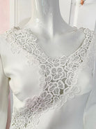DAVID KOMA White Crepe Lace Macrame Trim Dress - House Of Huntington