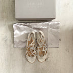 RACINE CARRÉE Silver Cut Out Lace Strappy Sandals Flats - House Of Huntington