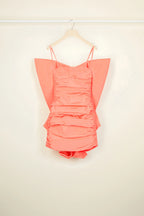 Patou Butterly Faille Coral Mini Party Dress - House Of Huntington