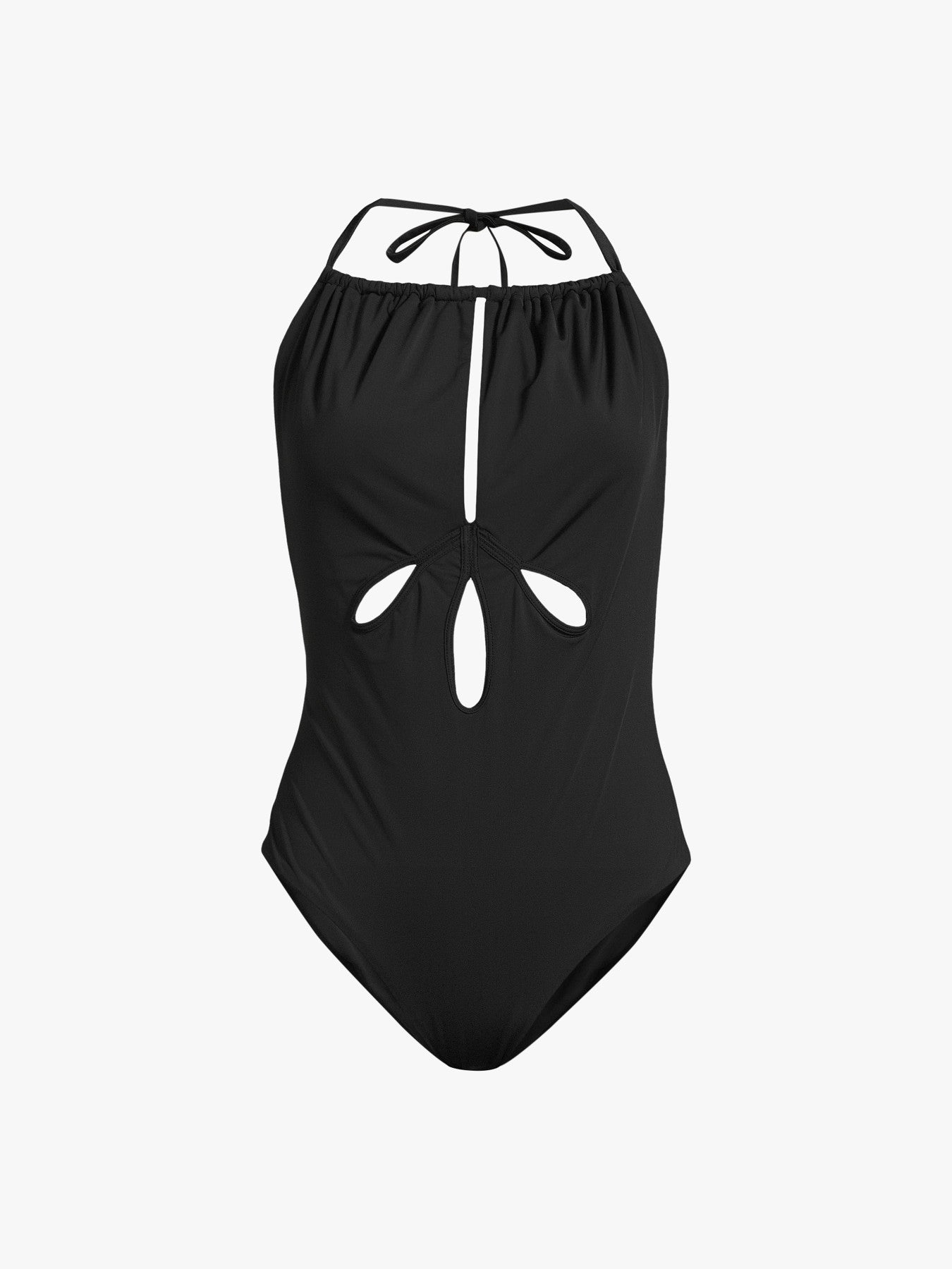 SELF-PORTRAIT Black Cut-Out Halterneck Swimsuit - House Of Huntington