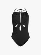 SELF-PORTRAIT Black Cut-Out Halterneck Swimsuit - House Of Huntington