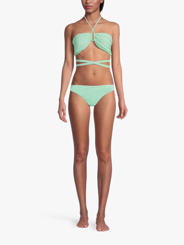 SELF-PORTRAIT Spearmint Green Strappy Halterneck Bikini Top - House Of Huntington