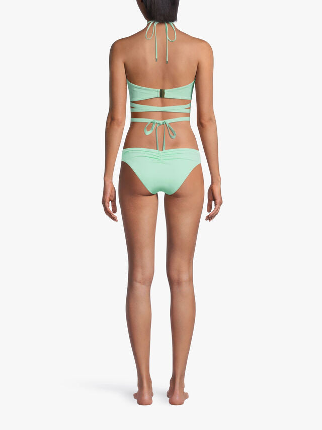 SELF-PORTRAIT Spearmint Green Strappy Halterneck Bikini Top - House Of Huntington