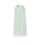 ALEXA CHUNG Icy Blue Floral Satin Midi Skirt - House Of Huntington