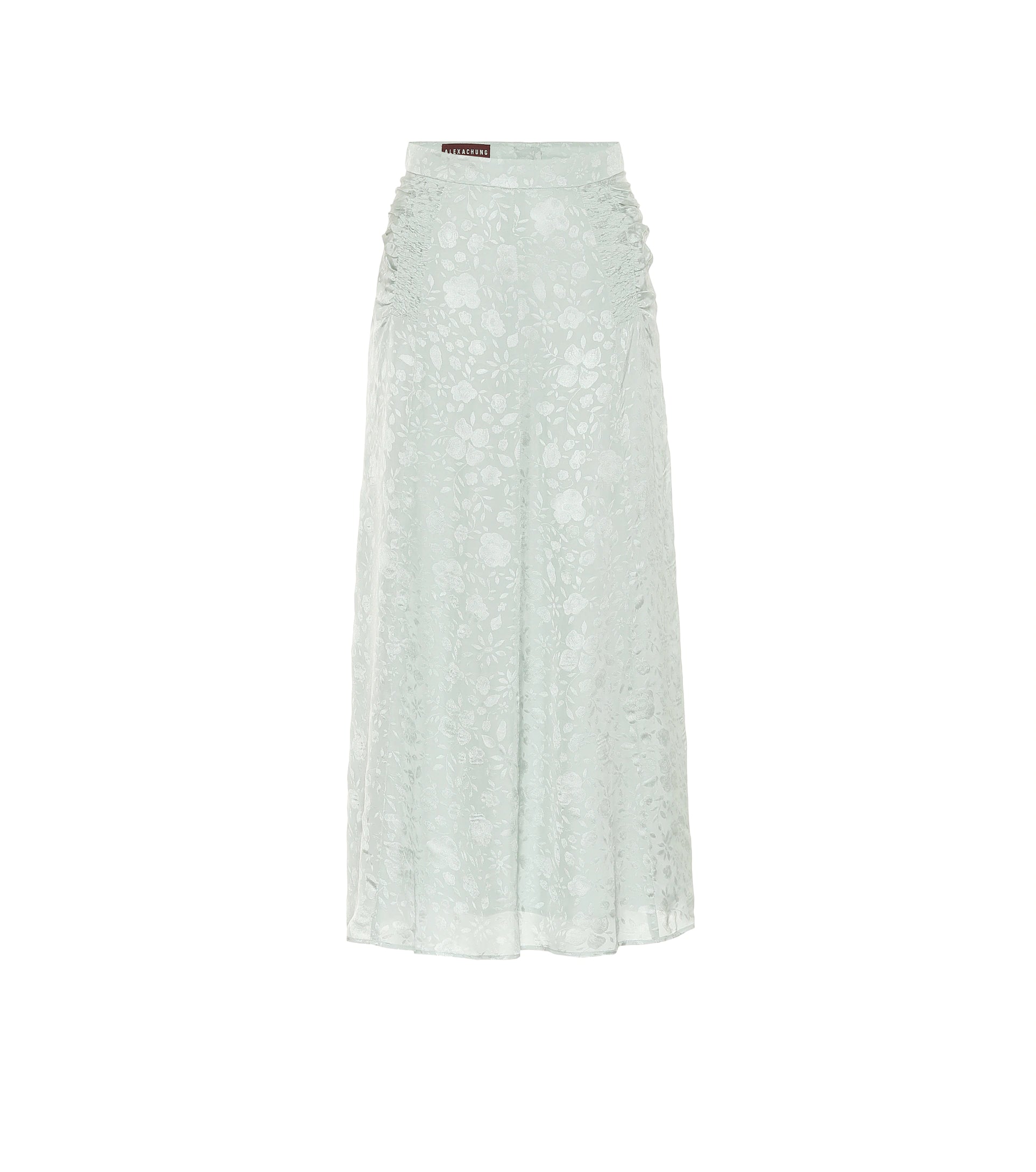 ALEXA CHUNG Icy Blue Floral Satin Midi Skirt - House Of Huntington
