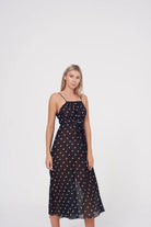 Rixo London Misty Black Ditsy Floral Print Summer Wrap Dress - House Of Huntington