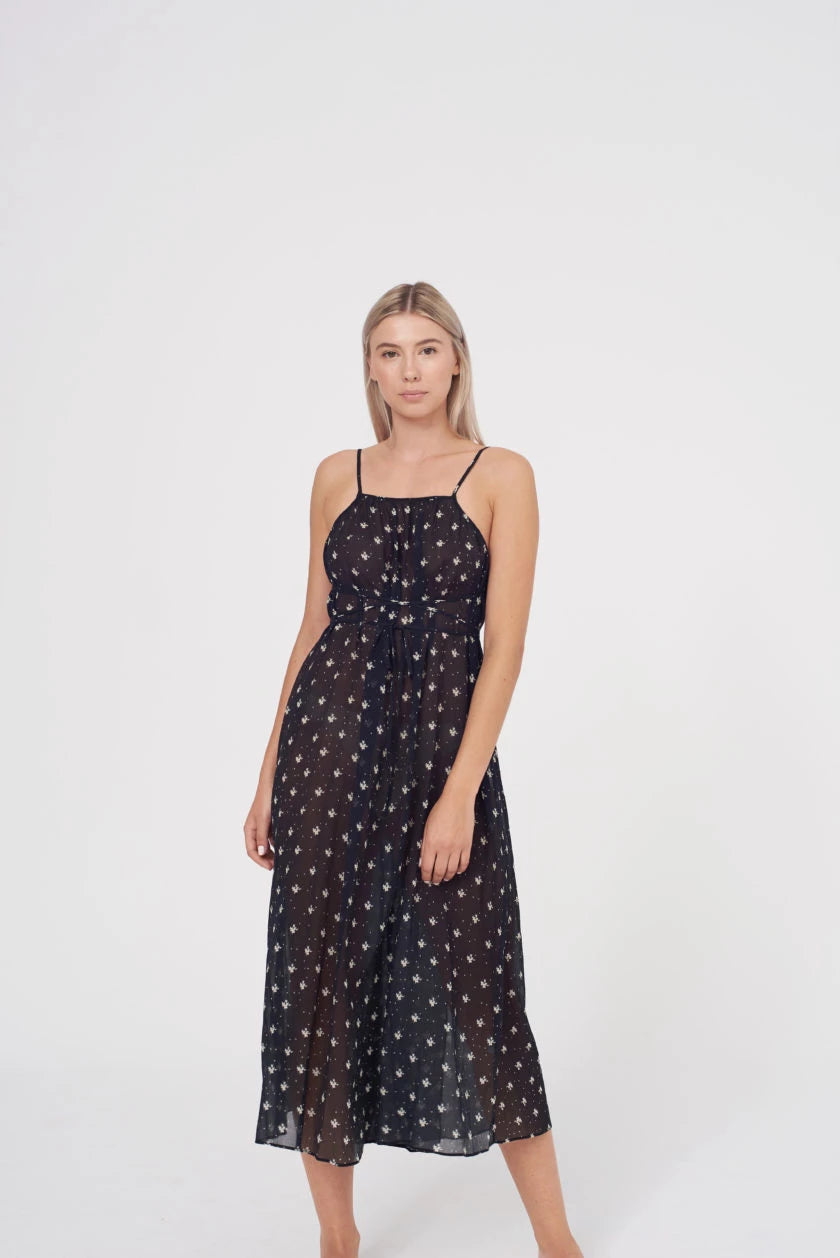 Rixo London Misty Black Ditsy Floral Print Summer Wrap Dress - House Of Huntington