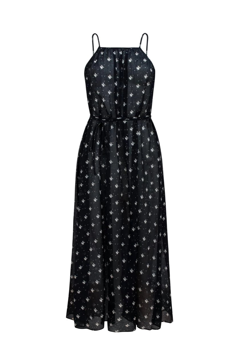 Rixo London Misty Black Ditsy Floral Print Summer Wrap Dress - House Of Huntington