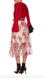 MOTHER OF PEARL Red Bounty Holly Gathered Tulle Logo Waist Skirt - House Of Huntington