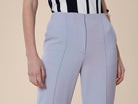 Diane Von Furstenberg DVF Pleat Front Smoke Blue Crepe Trousers - House Of Huntington