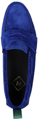 Pal Zileri Blue Suede Car Driving Loafer Shoes - House Of Huntington