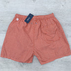 Drake's Coral Pink Swim Shorts In Check Print - House Of Huntington