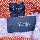 Drake's Coral Pink Swim Shorts In Check Print - House Of Huntington