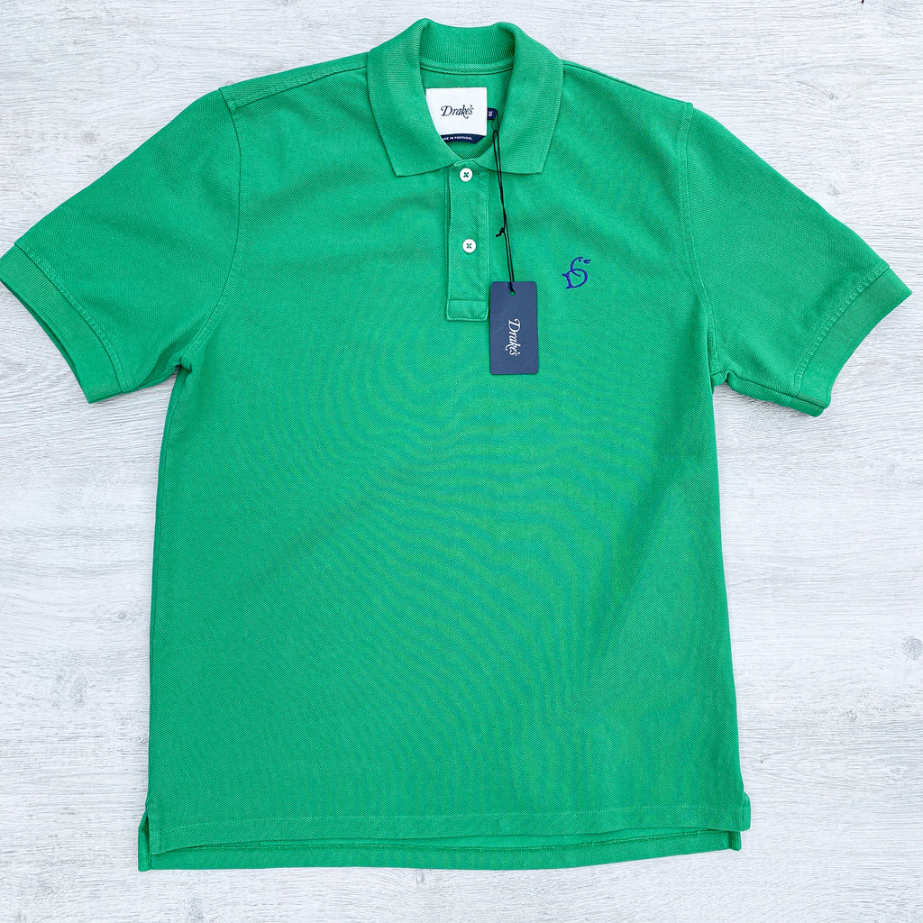 Drake's Green Polo Shirt With Duck Logo Embroidered Cotton Piqué - House Of Huntington