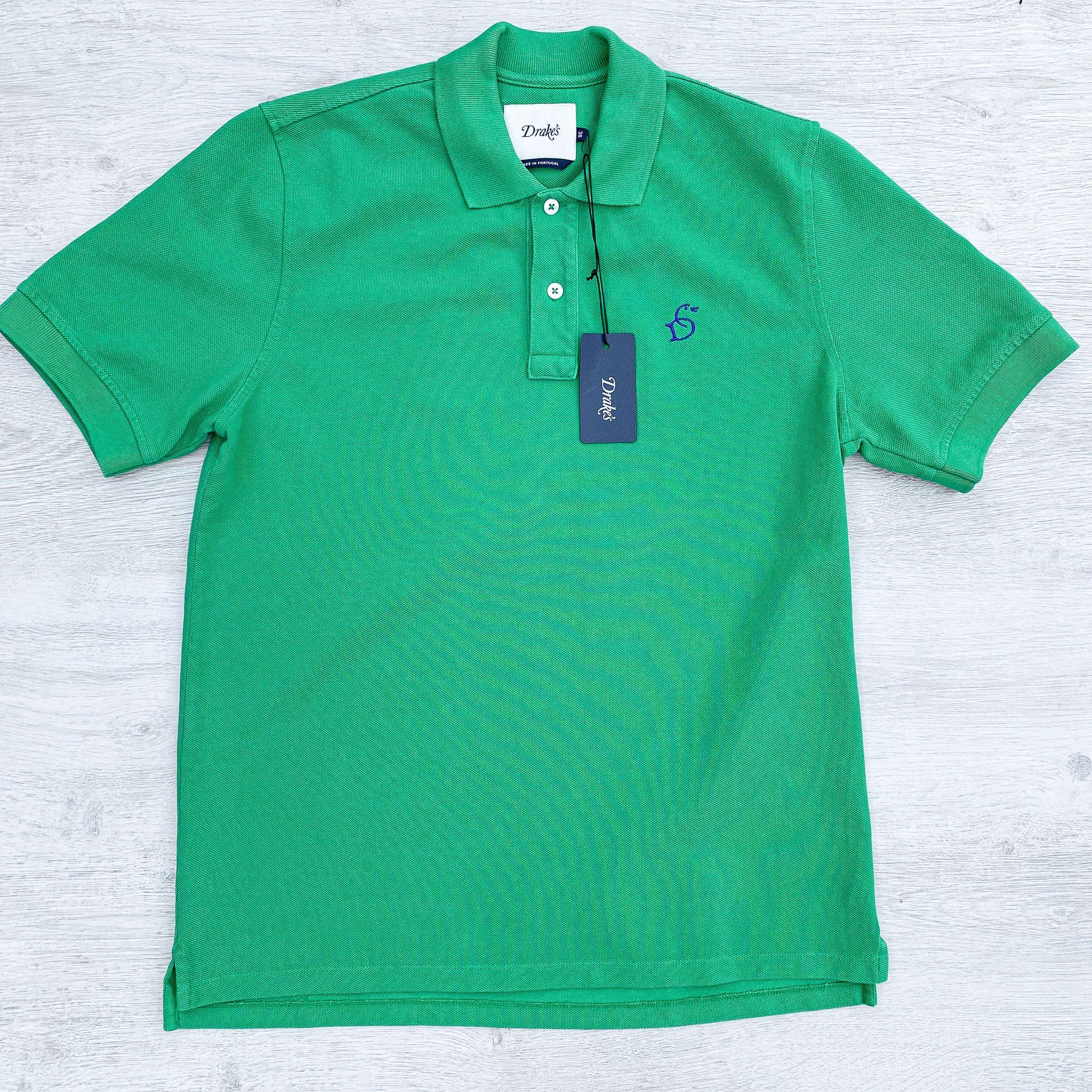 Drake's Green Polo Shirt With Duck Logo Embroidered Cotton Piqué - House Of Huntington