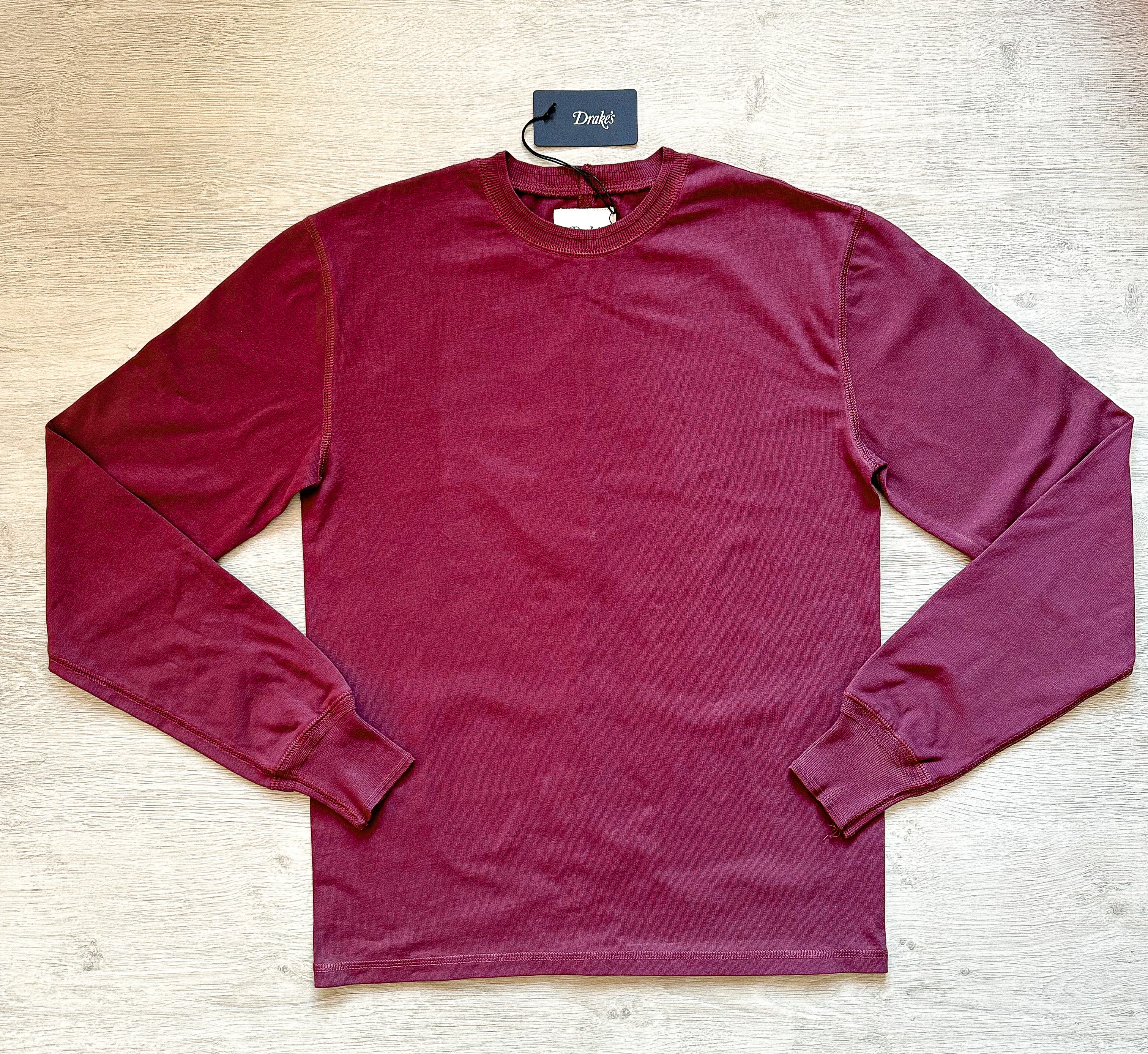 Drake's Burgundy Long Sleeve Hiking Tee Shirt - House Of Huntington