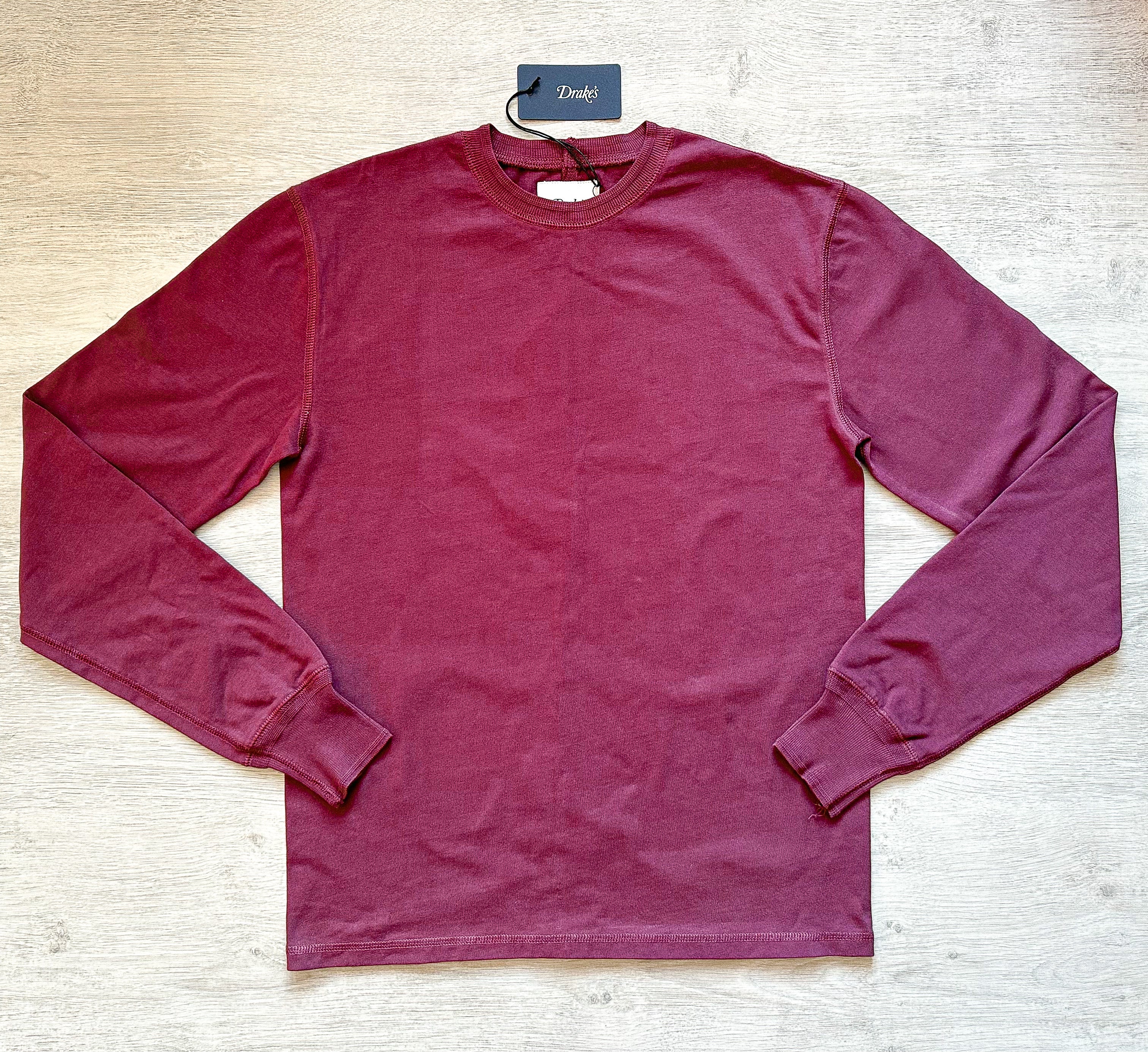 Drake's Burgundy Long Sleeve Hiking Tee Shirt - House Of Huntington