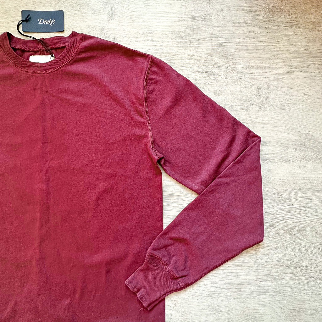 Drake's Burgundy Long Sleeve Hiking Tee Shirt - House Of Huntington