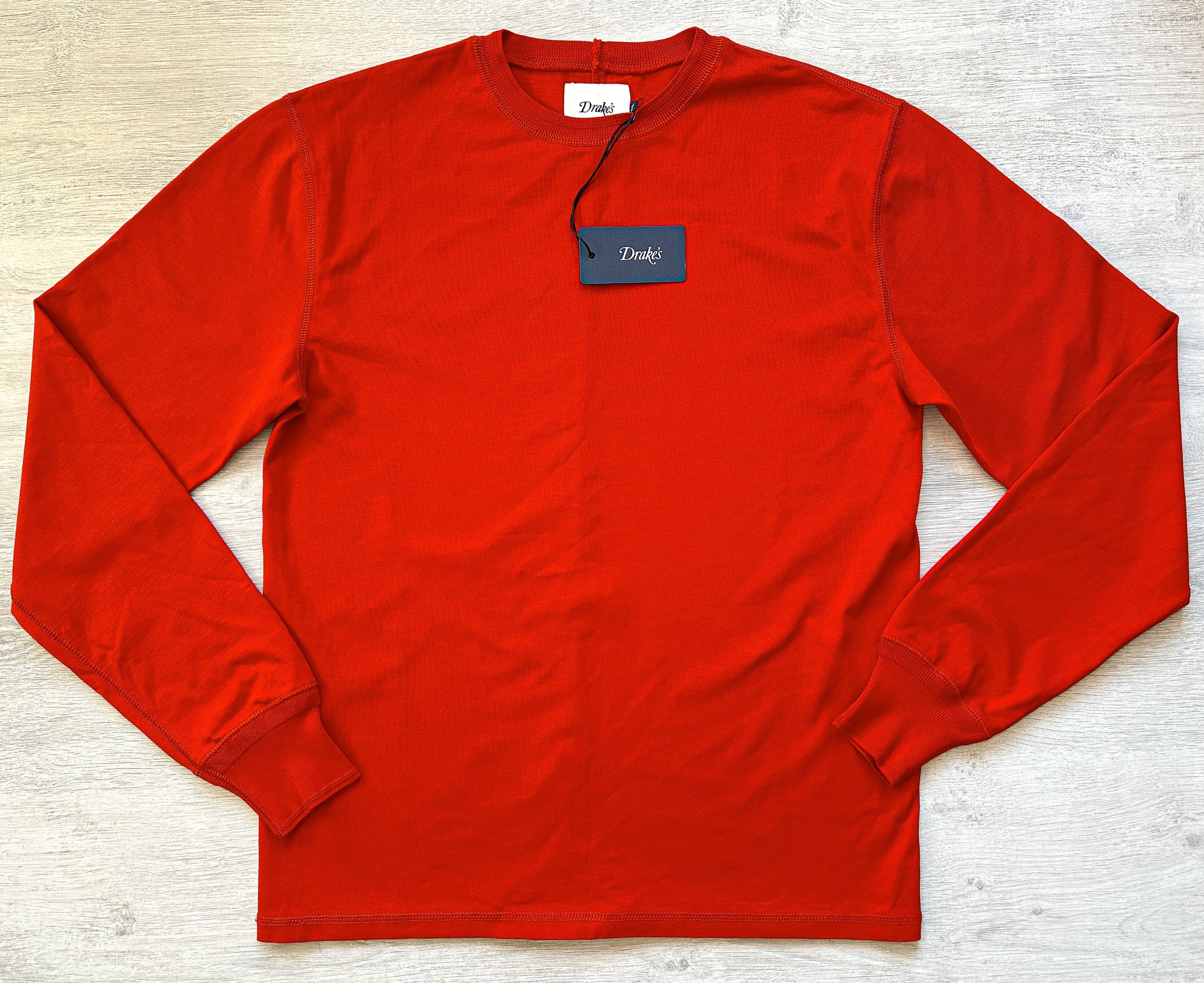 Drake's Red Long Sleeve Hiking Tee Shirt - House Of Huntington