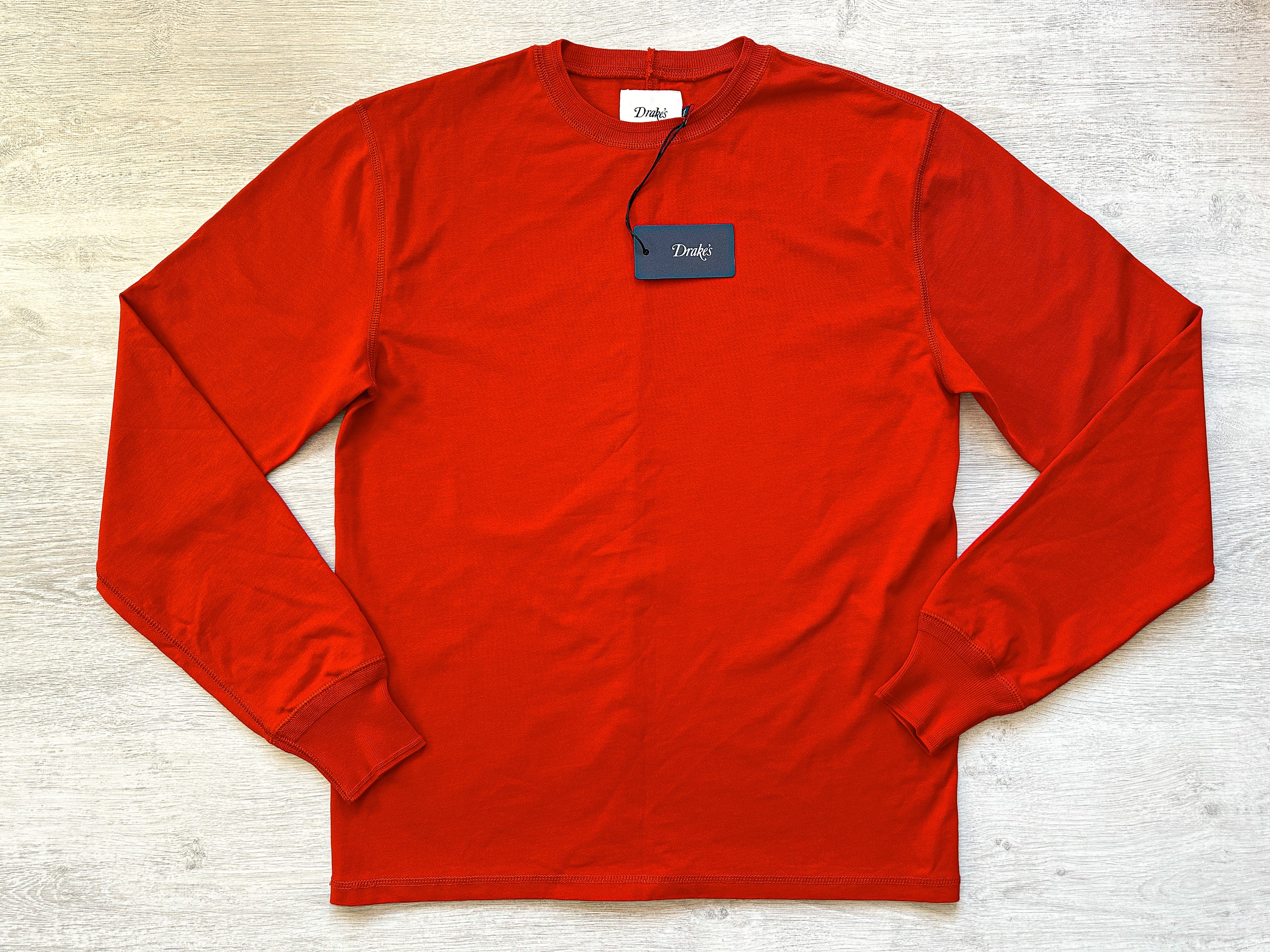 Drake's Red Long Sleeve Hiking Tee Shirt - House Of Huntington