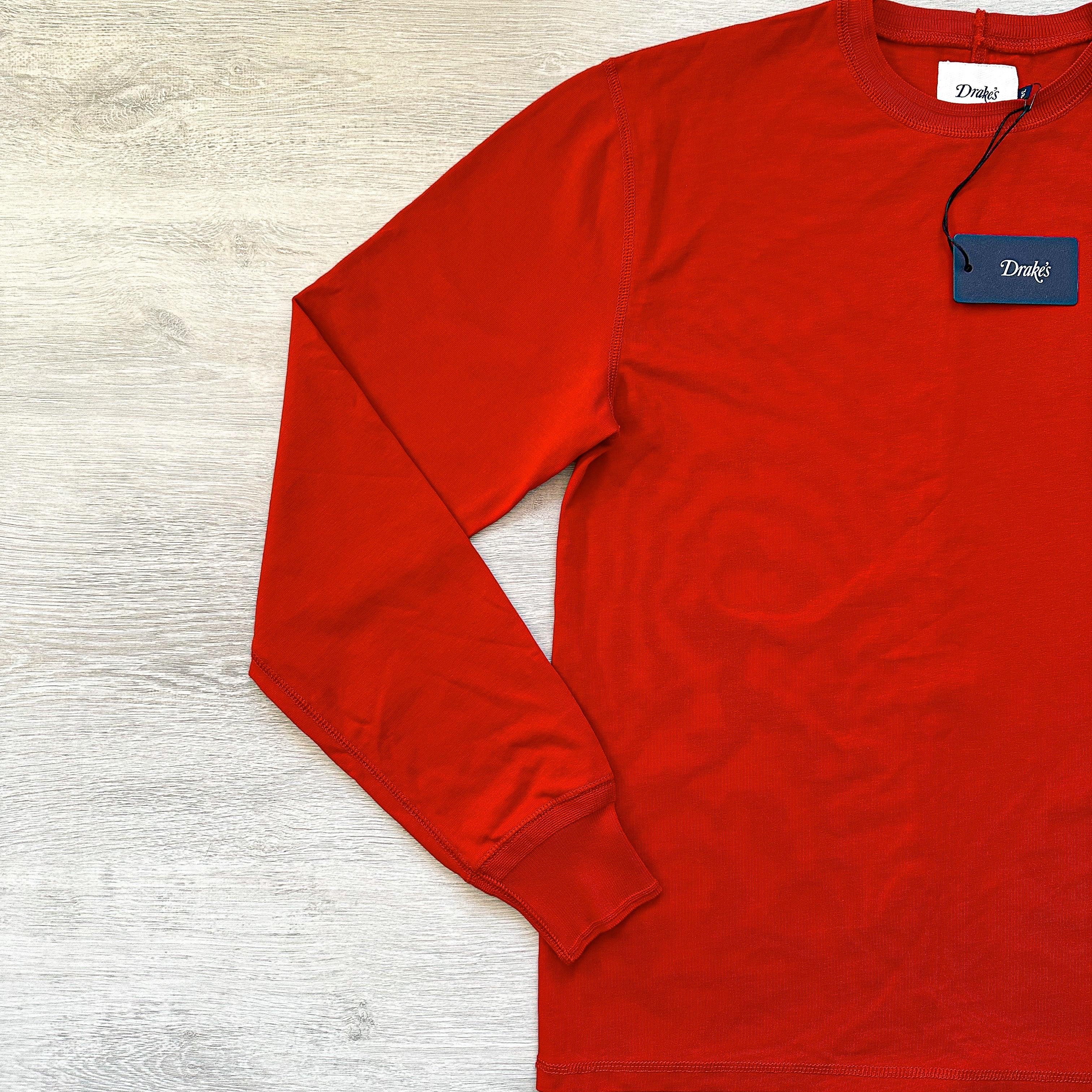 Drake's Red Long Sleeve Hiking Tee Shirt - House Of Huntington