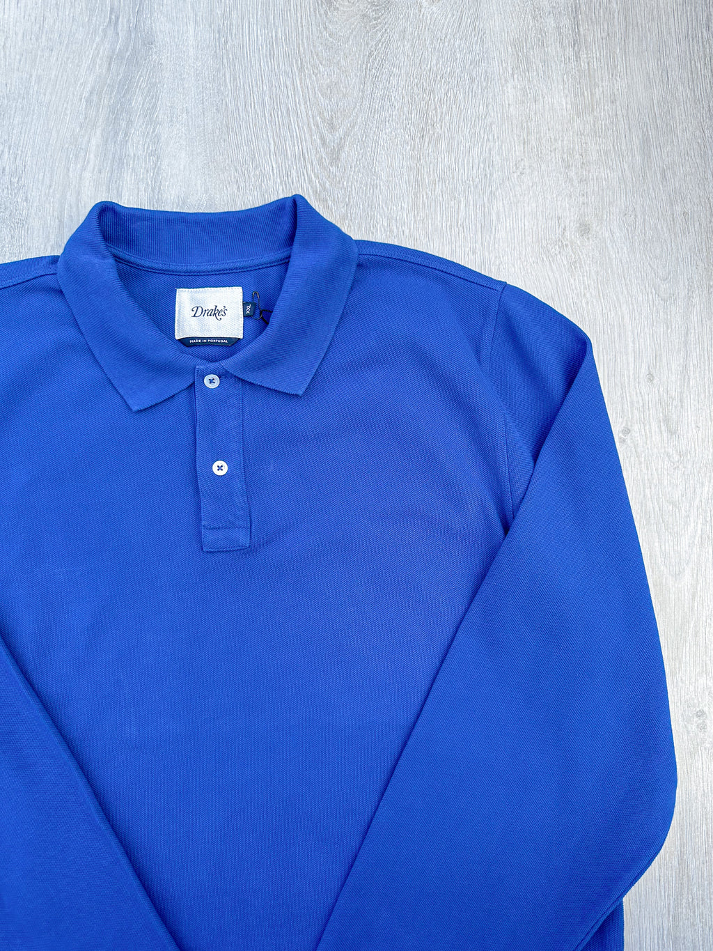 Drake's Blue Polo Shirt With Long Sleeve - House Of Huntington