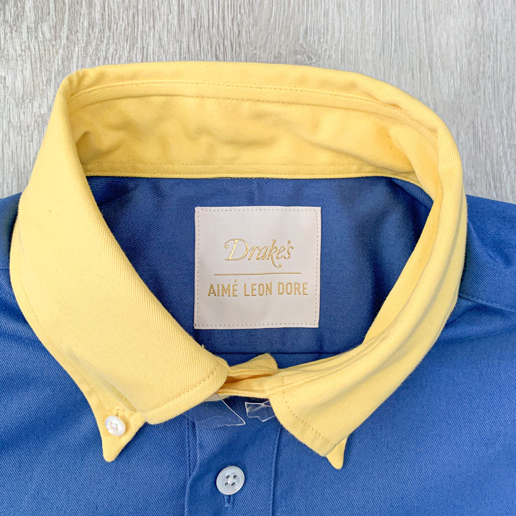 Drake's Colour Block Blue & Yellow Shirt - House Of Huntington