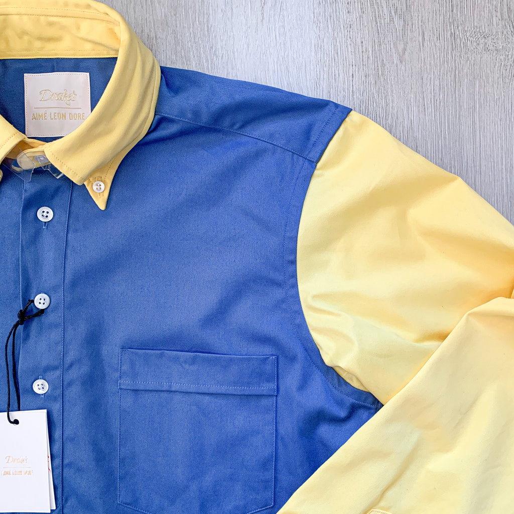Drake's Colour Block Blue & Yellow Shirt - House Of Huntington