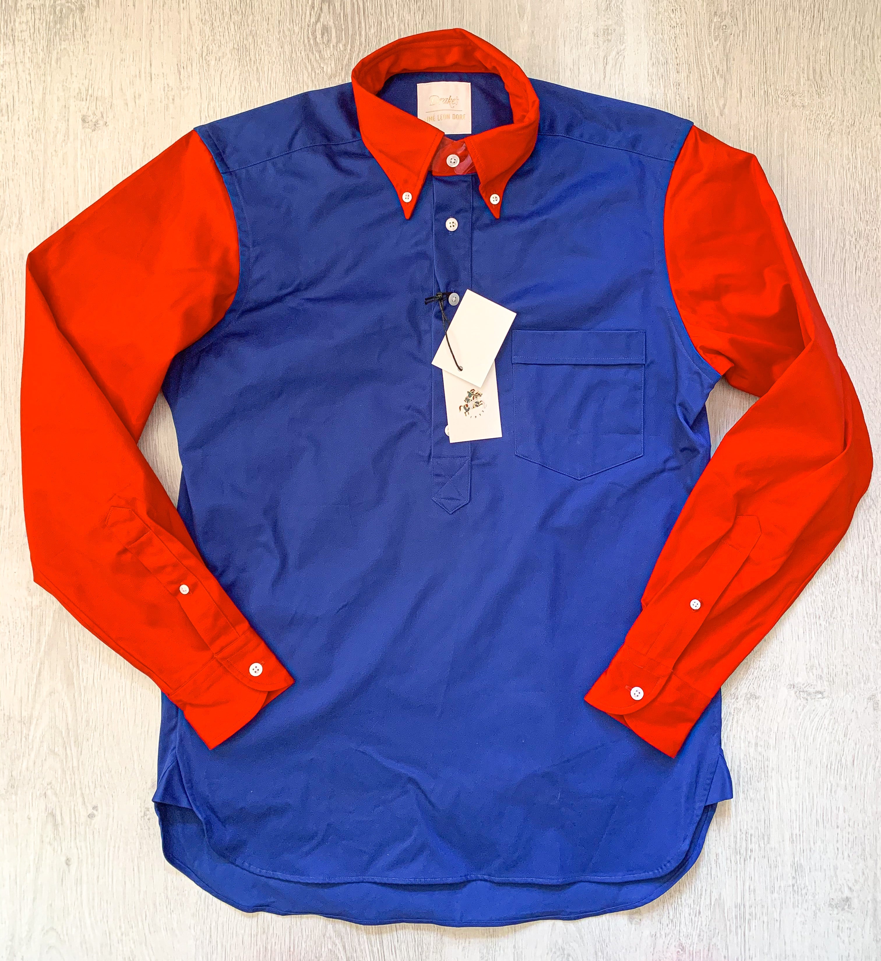 Drake's Colour Block Blue & Red Shirt - House Of Huntington