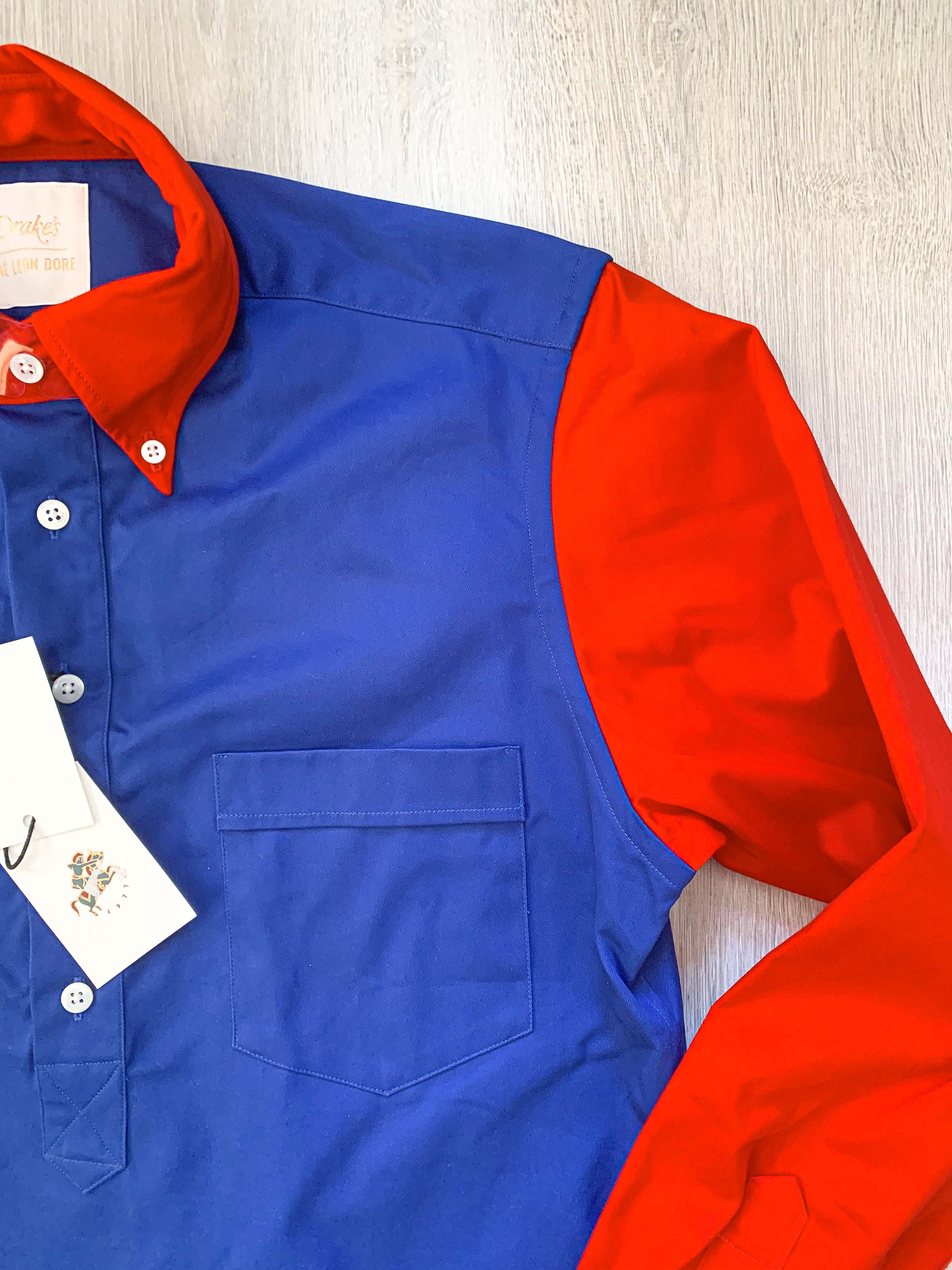 Drake's Colour Block Blue & Red Shirt - House Of Huntington