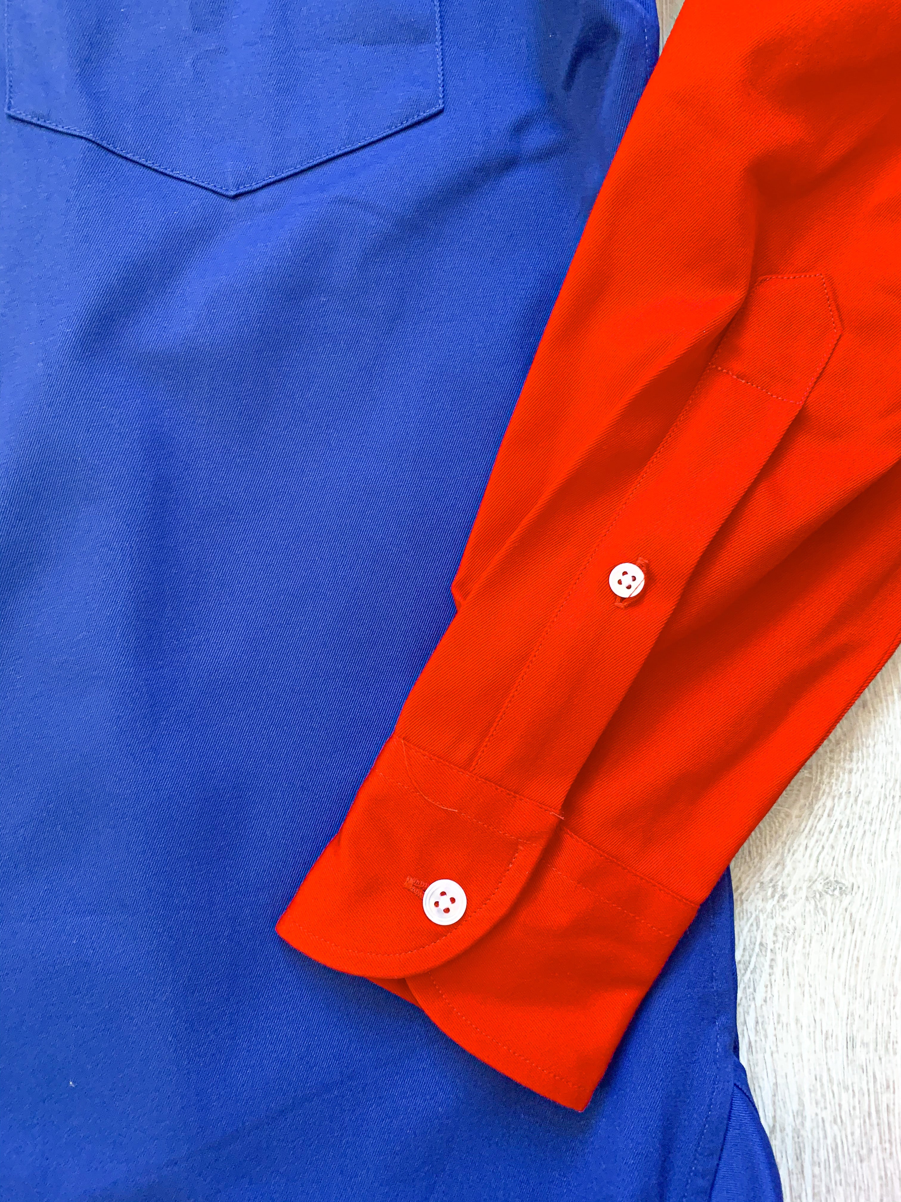 Drake's Colour Block Blue & Red Shirt - House Of Huntington
